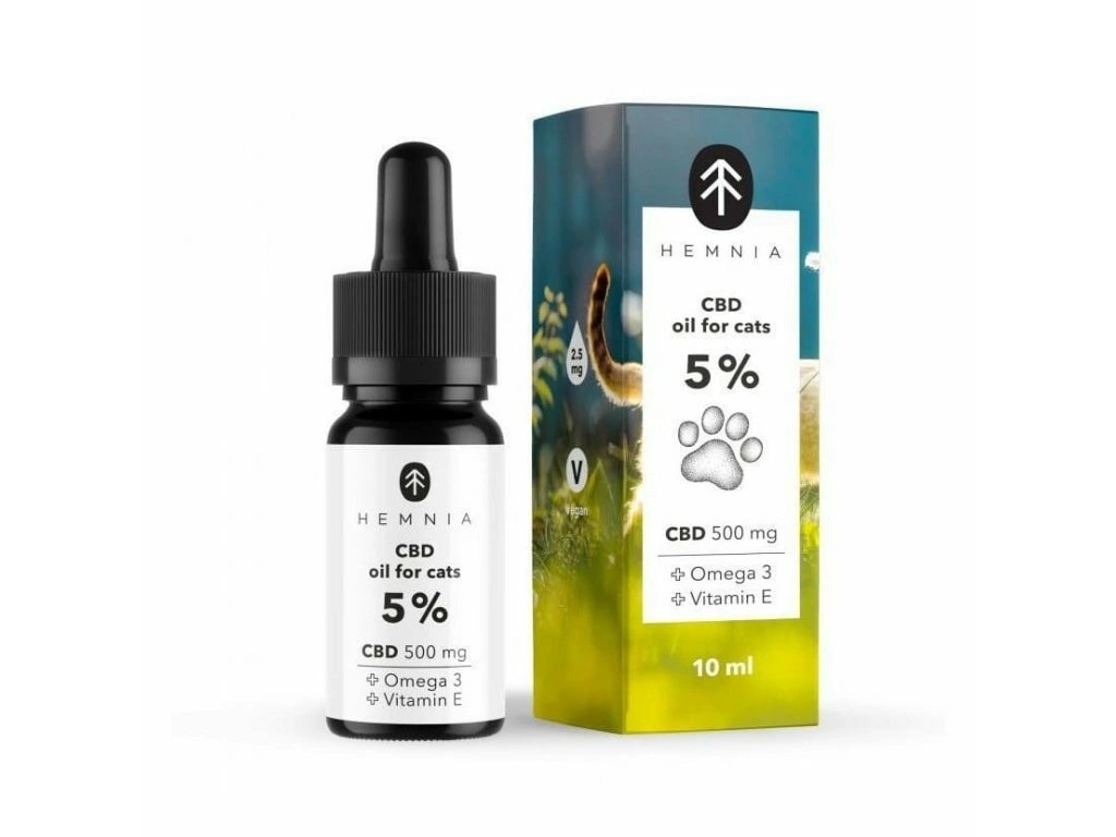Hemnia CBD olej pro kočky 5 %, 500 mg, 10 ml